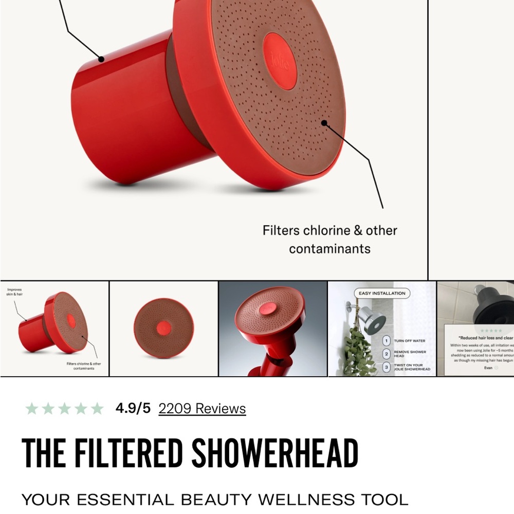 Jolie Red Showerhead - new in box